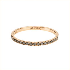 Evidence gold and diamond ring pink gold wedding ring black diamonds 18k recycled gold aupiho jewellery