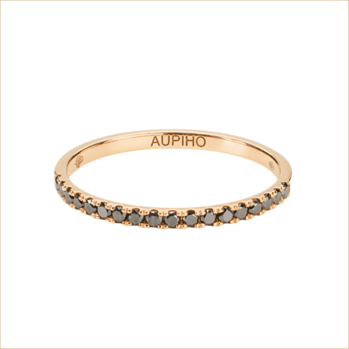 Evidence gold and diamond ring pink gold wedding ring black diamonds 18k recycled gold aupiho jewellery