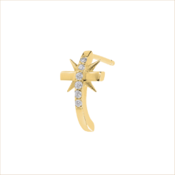 Obsession diamonds cross earring cross revisited twiste star yellow diamonds 18k gold recycled aupiho jewellery