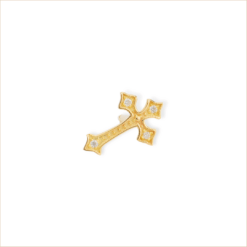 boucle d'oreille croix romy diamants blancs monoboucle or jaune 18 carats recyclé aupiho joaillerie