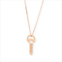 collier clé évidée collection sésame or rose 18 carats recyclé chaine fine aupiho joaillerie
