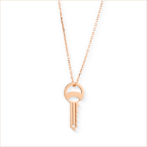 collier clé évidée collection sésame or rose 18 carats recyclé chaine fine aupiho joaillerie