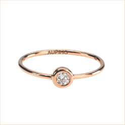 solitaire ring rose gold white diamond 18 carat recycled gold aupiho jewellery
