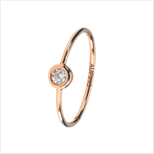 bague solitaire or rose et diamant blanc or recyclé 18 carats aupiho joaillerie