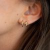 boucle d'oreille croix obsession or jaune diamants blancs aupiho joaillerie