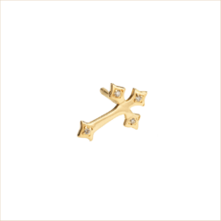 boucle d'oreille croix or jaune et diamants blancs or recyclé 18 carats aupiho joaillerie illusion
