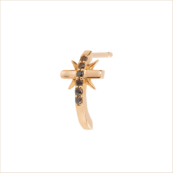 earring cross pink gold black diamonds 18 carats recycled gold aupiho jewellery