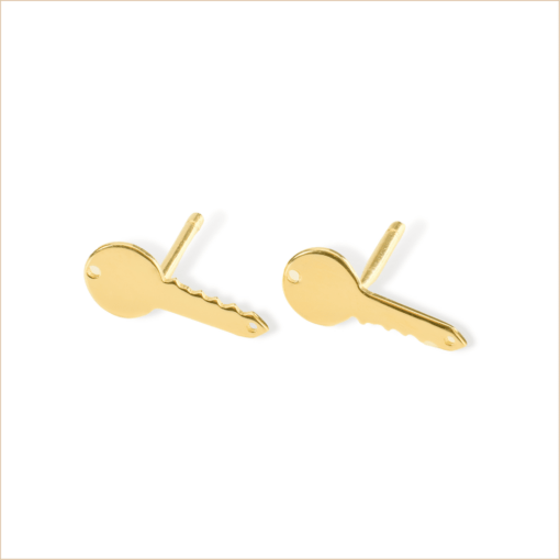 boucle d'oreille clé or jaune or recyclé 18 carats sésame joaillerie