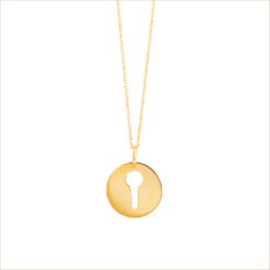 collier médaille clé or jaune or recyclé 18 carats sésame aupiho joaillerie