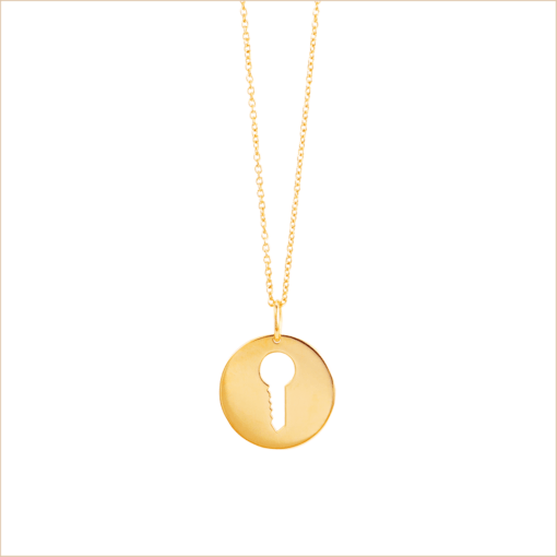 collier médaille clé or jaune or recyclé 18 carats sésame aupiho joaillerie
