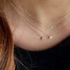 collier chaîne bijou pendentif solitaire diamant blanc serti or 18 carats