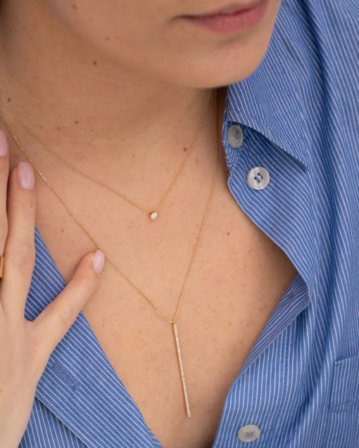 collier solitaire diamant Alice or jaune aupiho joaillerie