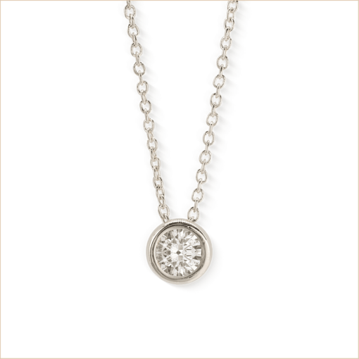 collier solitaire or blanc et diamant blanc or recyclé 18 carats aupiho joaillerie
