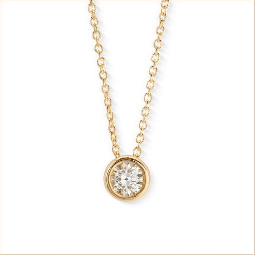 collier solitaire or jaune et diamant blanc or recyclé 18 carats aupiho joaillerie