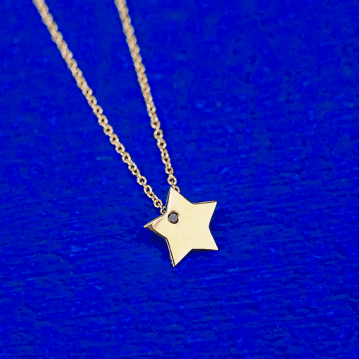 collier étoile or jaune et diamant noir or recyclé 18 carats aupiho joaillerie