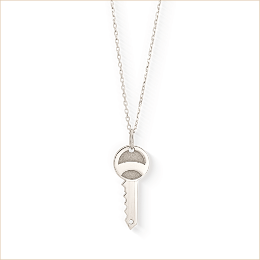 collier clé or blanc or recyclé 18 carats sésame aupiho joaillerie
