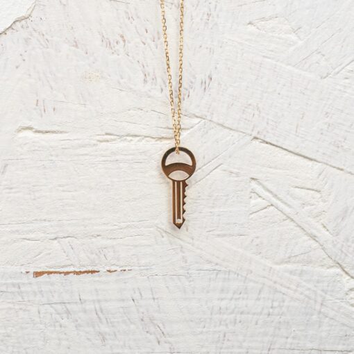 collier clé chaine fine or jaune or recyclé 18 carats sésame aupiho joaillerie