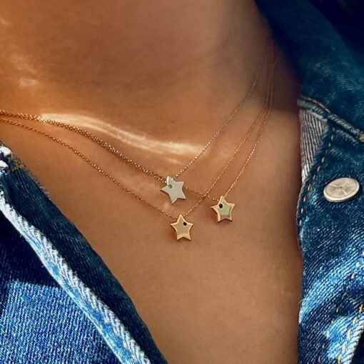 collier étoile or et diamants or recyclé 18 carats aupiho joaillerie