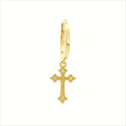 créole croix or jaune et diamants blanc or recyclé 18 carats créole aupiho joaillerie