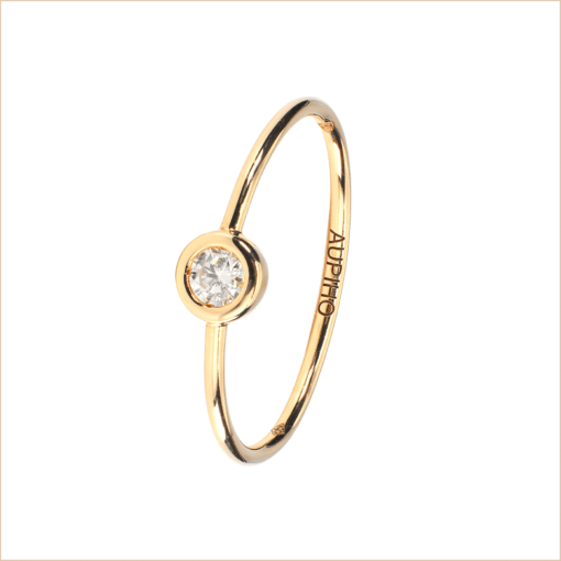 bague solitaire or jaune et diamant blanc or recyclé 18 carats aupiho joaillerie