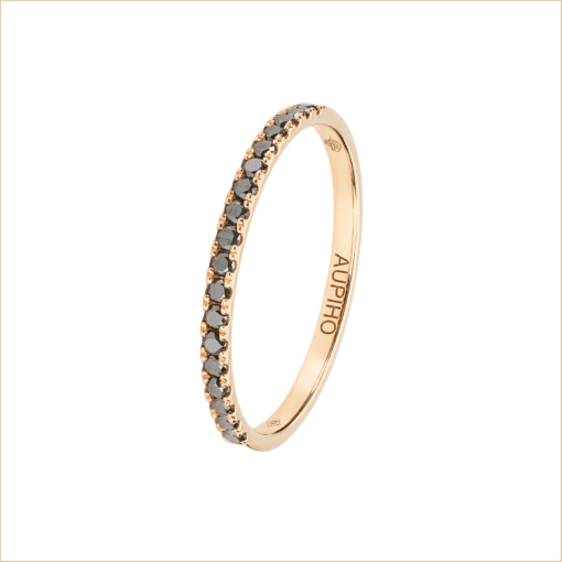 bague alliance or rose et diamants noirs or recyclé 18 carats aupiho joaillerie