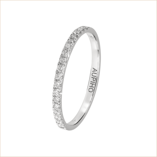 bague alliance or blanc et diamants blancs or recyclé 18 carats aupiho joaillerie