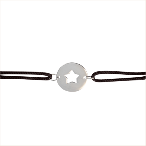 bracelet cord star medal white gold 18 carats recycled gold aupiho jewellery