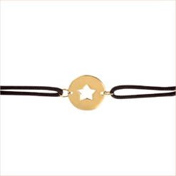bracelet cordon médaille étoile en or 18 carats recyclé or jaune aupiho joaillerie ysis collection celeste