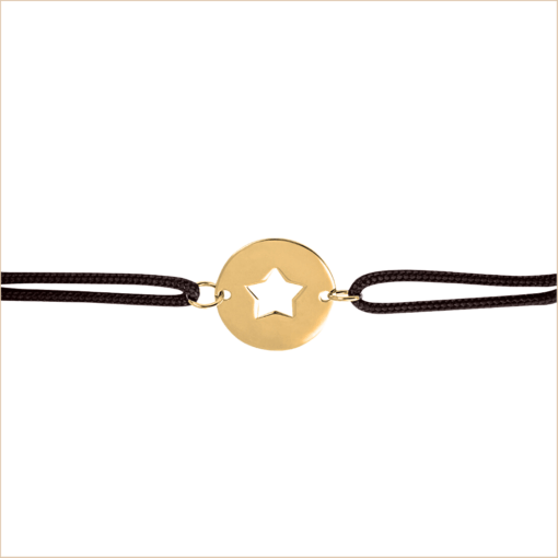 bracelet cordon médaille étoile en or 18 carats recyclé or jaune aupiho joaillerie ysis collection celeste