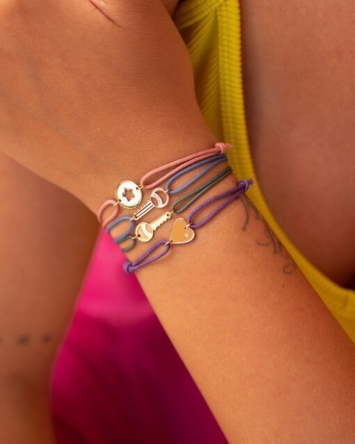 bracelet cordon clé médaille étoile coeur or recyclé 18 carats aupiho joaillerie