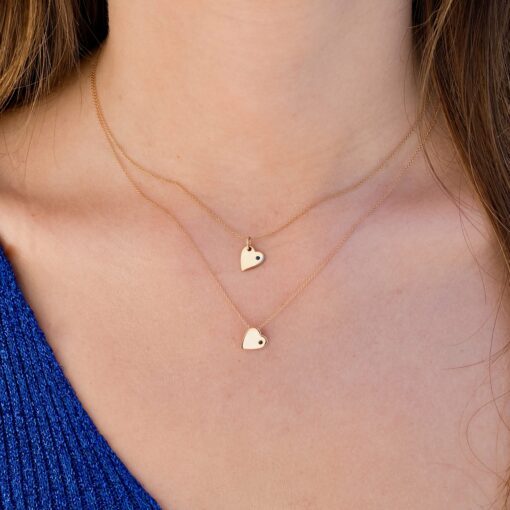 collier coeur or rose et diamant noir or recyclé 18 carats aupiho joaillerie