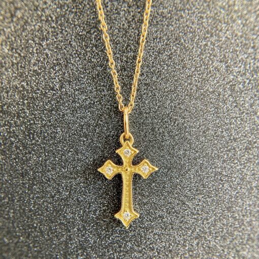 collier croix or jaune et diamants blancs or recyclé 18 carats aupiho joaillerie
