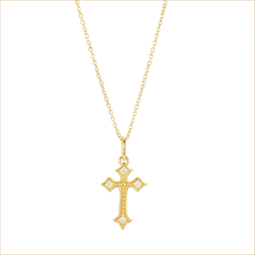 collier croix diamants or jaune Romy or recyclé 18 carats aupiho joaillerie