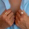 bague fiancailles or blanc pavée de diamants blancs or recyclé 18 carats