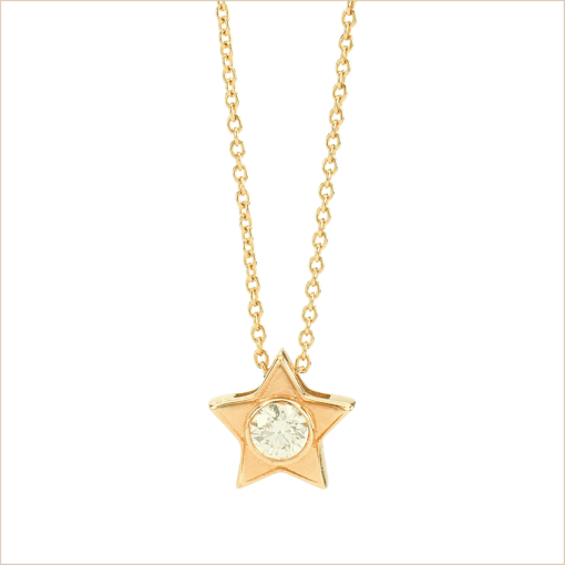 collier étoile or rose et diamant blanc or recyclé 18 carats aupiho joaillerie