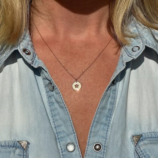 necklace medal star yellow gold 18 carat recycled gold aupiho jewellery
