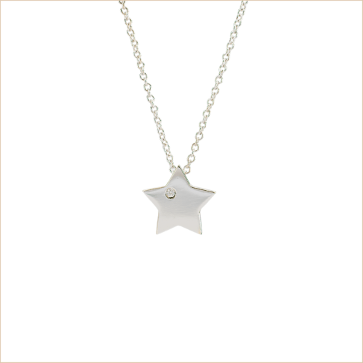collier étoile or blanc et diamant blanc or recyclé 18 carats aupiho joaillerie