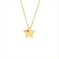 collier étoile or jaune et diamant noir or recyclé 18 carats aupiho joaillerie