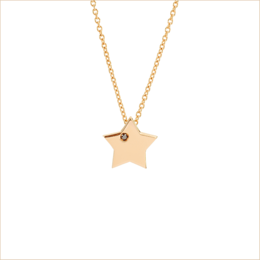 collier étoile or rose et diamant noir or recyclé 18 carats aupiho joaillerie