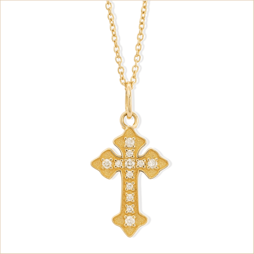 collier croix or jaune et diamants blancs or recyclé 18 carats aupiho joaillerie