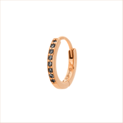 pink gold creole earring black diamonds 18 carat recycled gold aupiho jewellery