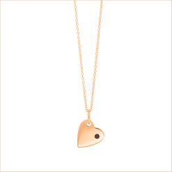 Collier Petit Coeur or rose diamant noir aupiho joaillerie