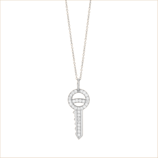 key necklace white gold and white diamonds 18 carat gold recycled fine diamond chain aupiho jewelry