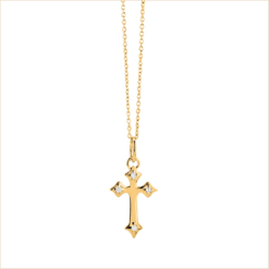 collier croix en or et diamants blancs chaine fine or jaune 18 carats recyclé aupiho joaillerie