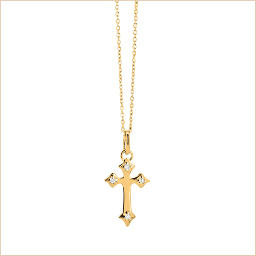 collier croix en or et diamants blancs chaine fine or jaune 18 carats recyclé aupiho joaillerie