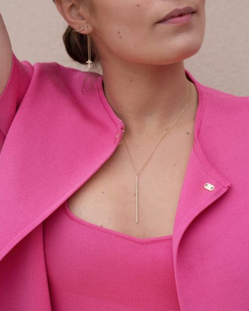 boucle d'oreille chaîne croix illusion or jaune aupiho joaillerie