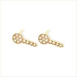 boucle d'oreille clé diamants Sésame or recyclé 18 carats aupiho joaillerie
