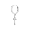 boucle d'oreille croix or blanc et diamants blancs or recyclé 18 carats créole illusion aupiho joaillerie