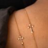 bracelet croix illusion diamants or jaune 18k croix aupiho joaillerie