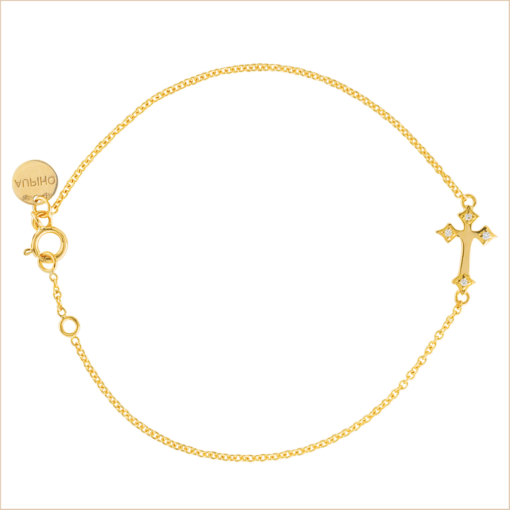 bracelet croix or et diamants or 18 carats diamants blancs or jaune illusion aupiho joaillerie